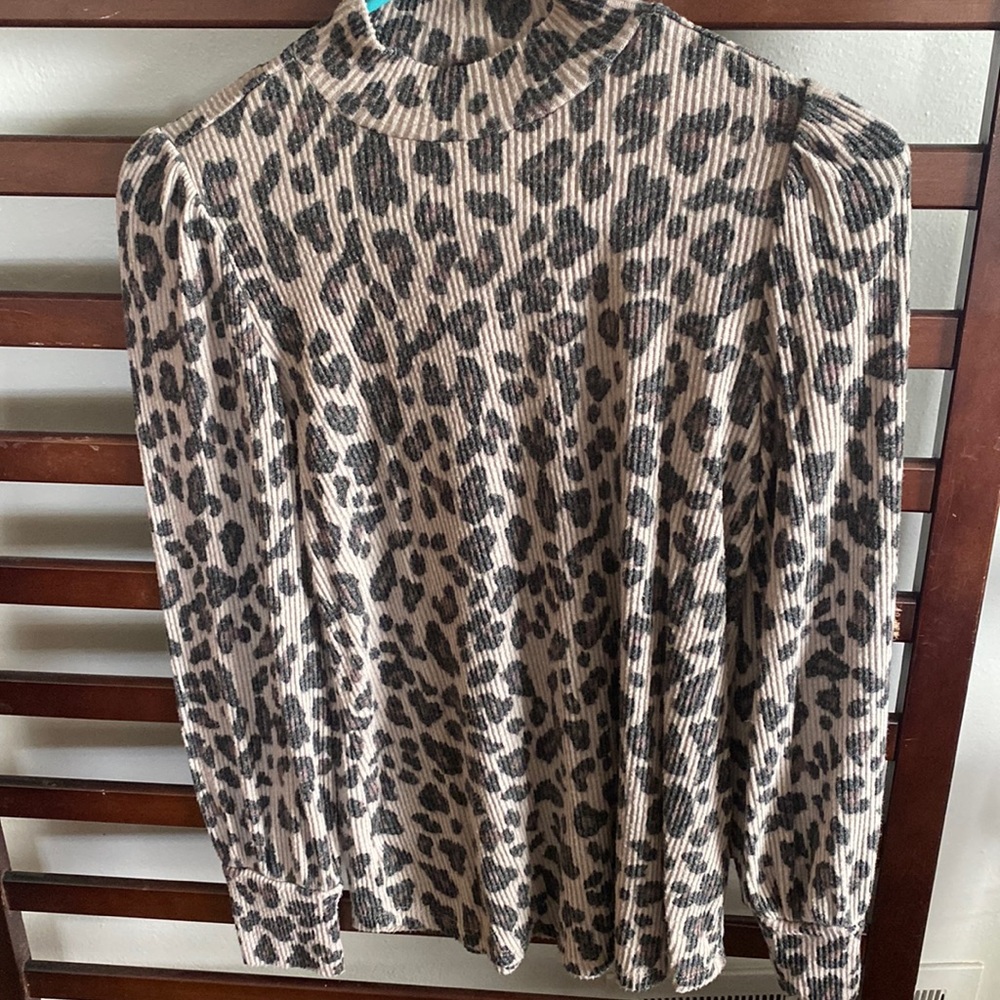 Cheetah Print. Waffle Sweater. Never worn.